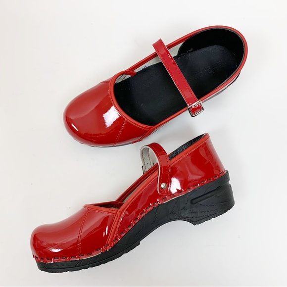 Bjork Shoes - Bjork Marcella Mary Jane Patent Leather Swedish Clogs